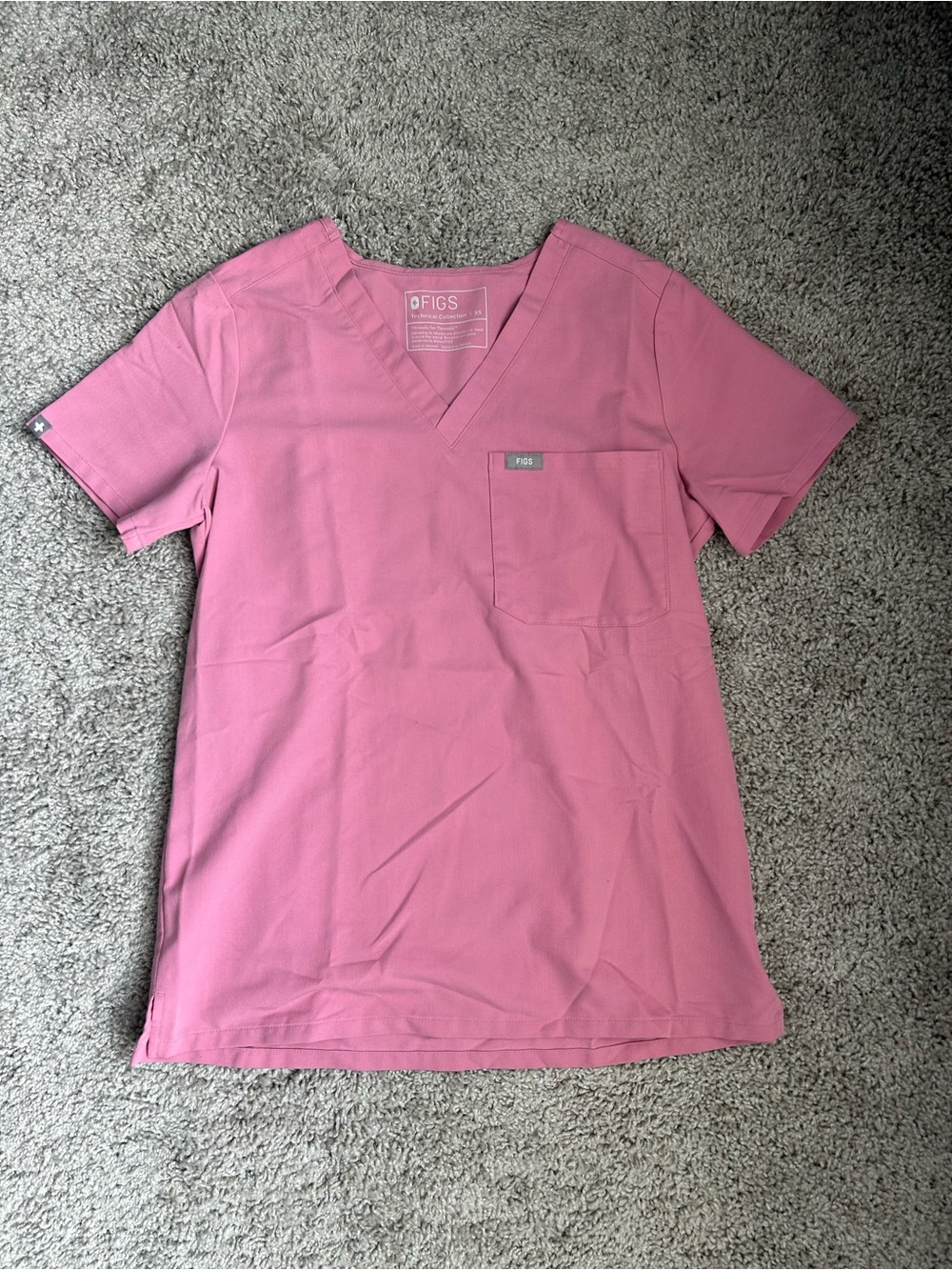 FIGS Chalk Pink Catarina One Pocket Scrub Top